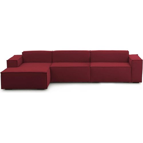 Festes Sofa Licia, Modulares 4-Sitzer-Sofa mit linker Halbinsel, 100% Italy, Modernes Sofa aus Stoff, Cm 340x170h70, Rot