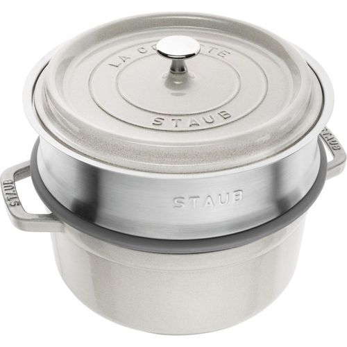 STAUB Cocotte Rund mit Dämpfeinsatz 24 cm Weiß