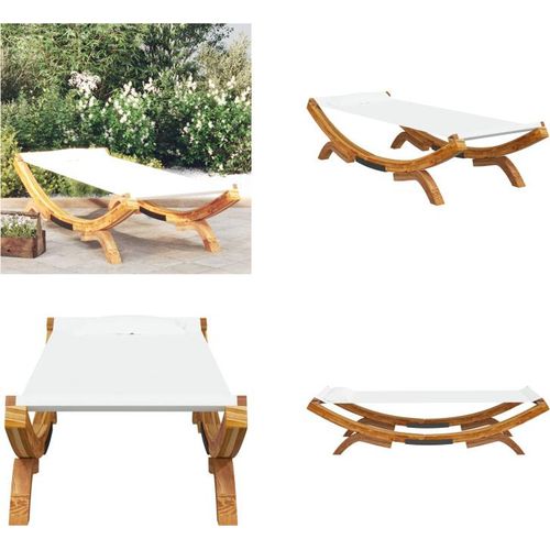 vidaXL Loungebett 100x188,5x44 cm Bugholz Massiv Creme - Loungebett - Loungebetten - Outdoor Lounge Bett - Outdoor Bett