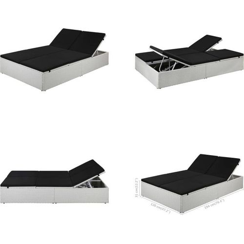 vidaXL Sonnenliege mit Auflage Poly Rattan Schwarz - Sonnenliege - Sonnenliegen - Rattanliege - Rattanliegen
