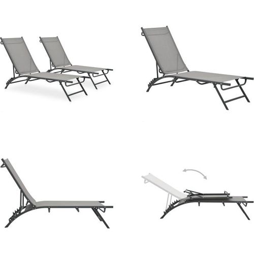 vidaXL Sonnenliegen 2 Stk. Textilene und Stahl - Sonnenliege - Sonnenliegen - Sonnenliegen Set - Gartenliege