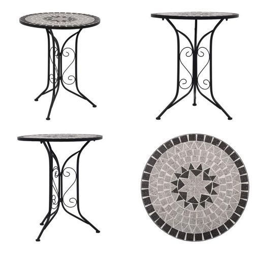 vidaXL Mosaik Bistrotisch Grau 61 cm Keramik - Tisch - Tische - Mosaik-Tisch - Mosaik-Tische