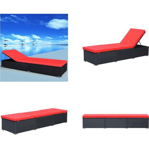 vidaXL Sonnenliege mit Auflage Poly Rattan Schwarz - Sonnenliege - Sonnenliegen - Rattanliege - Rattanliegen