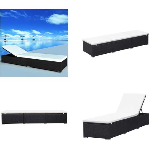 vidaXL Sonnenliege mit Auflage Poly Rattan Schwarz - Sonnenliege - Sonnenliegen - Rattanliege - Rattanliegen