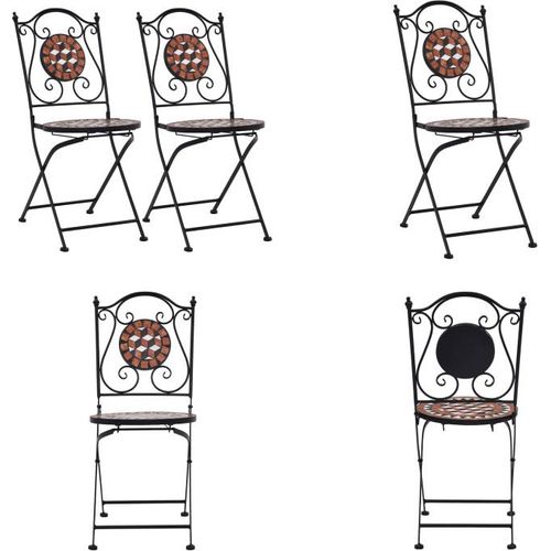 vidaXL Bistrostühle Mosaik 2 Stk. Keramik Braun - Gartenstuhl - Gartenstühle - Mosaikstuhl - Mosaikstühle