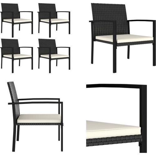 vidaXL Garten Essstühle 4 Stk. Poly Rattan Schwarz - Essstuhl - Essstühle - Gartenstuhl - Gartenstühle
