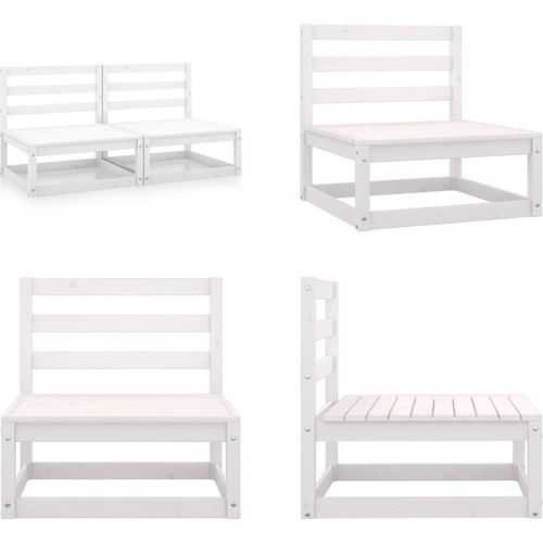 vidaXL Garten Mittelsofas 2 Stk. Weiß Kiefer Massivholz - Mittelsofa - Mittelsofas - Holz-Mittelsofa - Holz-Mittelsofas