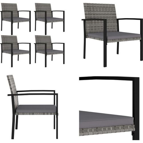 vidaXL Garten Essstühle 4 Stk. Poly Rattan Grau - Essstuhl - Essstühle - Gartenstuhl - Gartenstühle