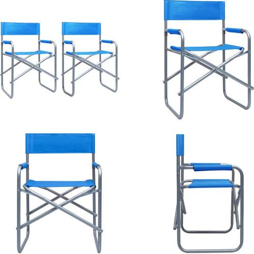 vidaXL Regiestühle 2 Stk. Stahl Blau - Regiestuhl - Regiestühle - Gartenstuhl - Gartenstühle