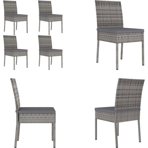 vidaXL Garten Essstühle 4 Stk. Poly Rattan Grau - Essstuhl - Essstühle - Gartenstuhl - Gartenstühle
