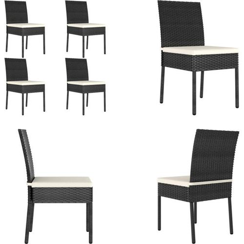 vidaXL Garten Essstühle 4 Stk. Poly Rattan Schwarz - Essstuhl - Essstühle - Gartenstuhl - Gartenstühle