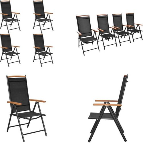vidaXL Gartenstühle Klappbar 4 Stk. Aluminium und Textilene Schwarz - Klappstuhl - Klappstühle - Stuhl Klappbar - Stühle Klappbar