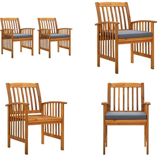 vidaXL Garten Essstühle 2 Stk. mit Kissen Massivholz Akazie - Garten-Essstuhl - Garten-Essstühle - Holz-Garten-Essstuhl - Holz-Garten-Essstühle