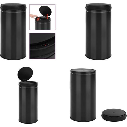 vidaXL Automatischer Sensor Mülleimer 70 L Kohlenstoffstahl Schwarz - Mülleimer - Abfalleimer - Sensor-Mülleimer - Sensor-Abfalleimer