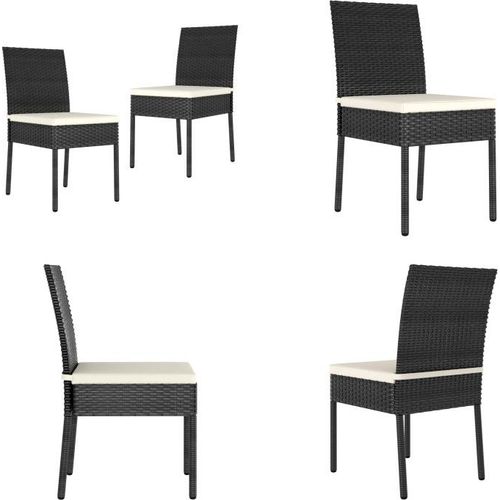 vidaXL Garten Essstühle 2 Stk. Poly Rattan Schwarz - Essstuhl - Essstühle - Gartenstuhl - Gartenstühle