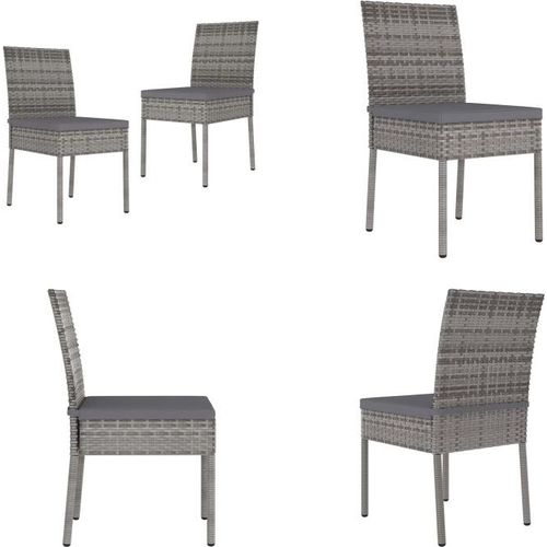 vidaXL Garten Essstühle 2 Stk. Poly Rattan Grau - Essstuhl - Essstühle - Gartenstuhl - Gartenstühle