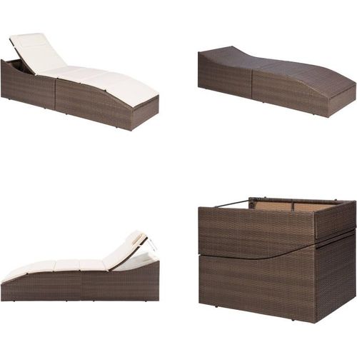 vidaXL Sonnenliege mit Polsterauflage Poly Rattan Braun - Sonnenliege - Sonnenliegen - Rattanliege - Rattanliegen