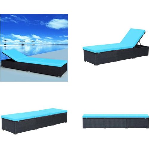 vidaXL Sonnenliege mit Auflage Poly Rattan Schwarz - Sonnenliege - Sonnenliegen - Rattanliege - Rattanliegen