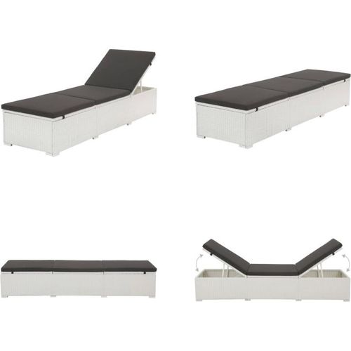 vidaXL Sonnenliege mit Auflage Poly Rattan Weiß - Sonnenliege - Sonnenliegen - Rattanliege - Rattanliegen