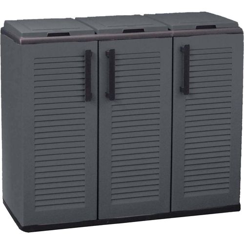 Abfallschrank für den Innen oder Außenbereich, Mobiltür 3 3 türige Taschen für separate Sammlung, 100% Italy, 102x37H84 cm, graue Farbe