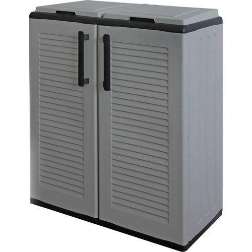Abfallschrank für den Innen oder Außenbereich, 2 türiger Abfallschrank mit 2 Türen für die getrennte Abfallsammlung, 100 % Italy, 68 x 37,84 cm, Farbe Grau