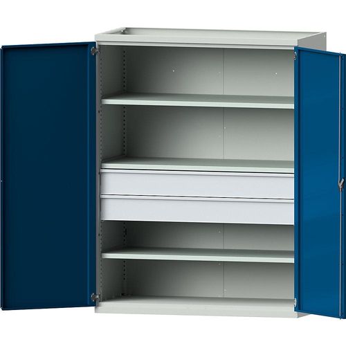 ANKE Schwerlastschrank JUMBO mit 3 Fachböden, 2 Schubladen, HxBxT 1950 x 1484 x 690 mm