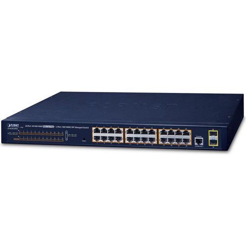 PLANET 24-Port 10/100/1000Mbps 802.3at PoE+2-Port Gigabit 8K