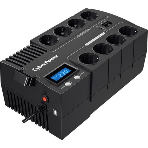 CyberPower BR700ELCD Line-Interactive USV 700VA/420W LCD, AVR, USB (HID), RJ45 Lan Protection, Ausgang (4+4) Schuko, USB Ladegerät, Line-Interaktiv, 0,7 kVA, 420 W, Sine, 165 V, 290 V