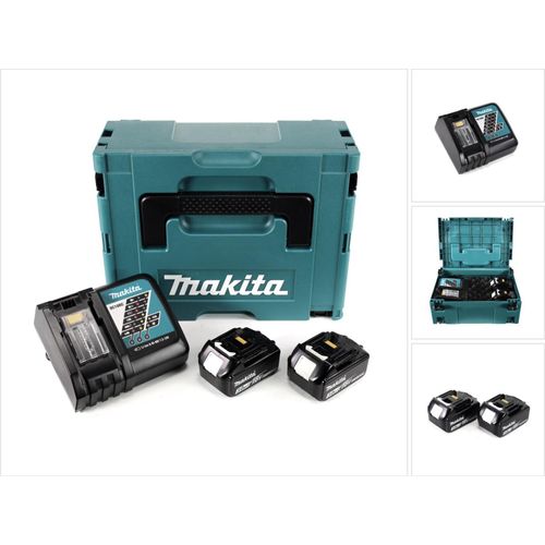 Makita Power Source-Kit Akku-Set 2 x 18,0 Volt 3,0 AH BL1830 + DC18RC + Makpac