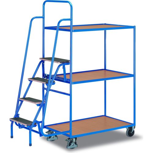 Variofit Kommissionierwagen mit 3 Ladeflächen, hoch sw-600.616