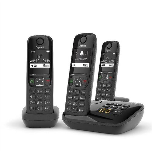 Gigaset AS690 A Trio Festnetztelefon Farbdisplay Anrufbeantworter mit 3 Handteilen