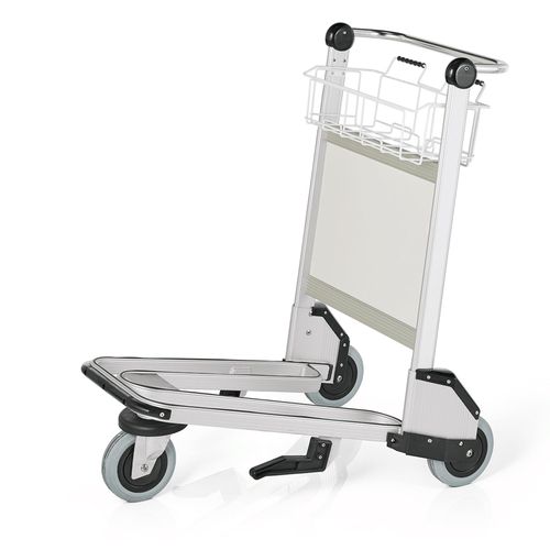 Airport Trolley Flughafen, Aluminium, 93 x 67 x 104 cm, Bremse, silber