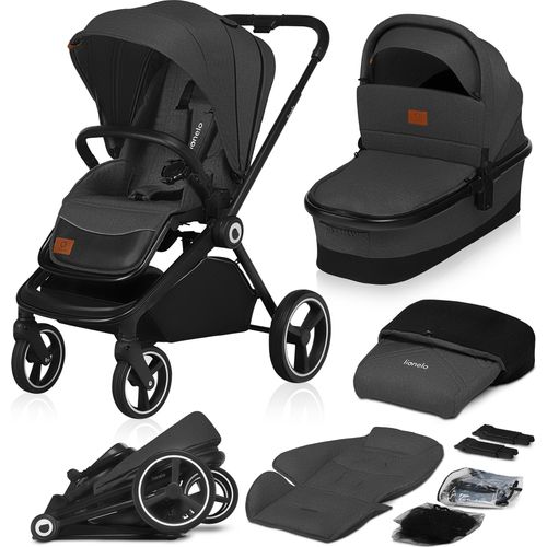 Lionelo Mika 2in1 Kombikinderwagen. Babywanne, Kinderwagen, Buggy. Regenschutz, Schultergurt zum Transport, Matratze, Moskitonetz, Fußabdeckung, wasserdichtes Material, Gummiräder