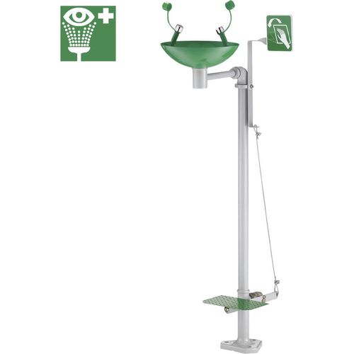 Delabie Sicherheits-Augendusche auf Säule mit Auffangschale