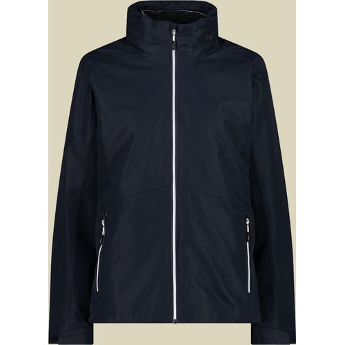 Cmp Woman Jacket Zip Hood Detachbl Black Blue 50