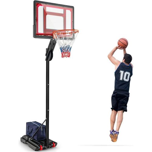 COSTWAY Basketballständer 228-265 cm höhenverstellbar, Basketballkorb mit Ständer & 2 Rädern, Korbanlage für Kinder, Erwachsene, mobiles Basketballanlage Indoor Outdoor