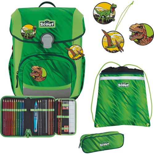 Scout Neo DIN Dino Rex Schulranzen Set 4-teilig, für Kinder und Schulanfänger