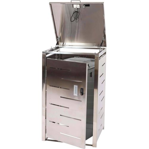 1er-Mülltonnenverkleidung HWC-E83, Mülltonnenbox Mülltonnenabdeckung, erweiterbar 103x60x62cm Edelstahl 23kg