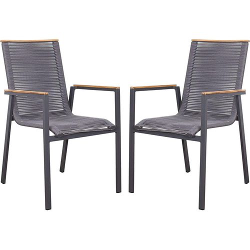 2er Set Dining Stapelsessel Alicante Rope Aluminium