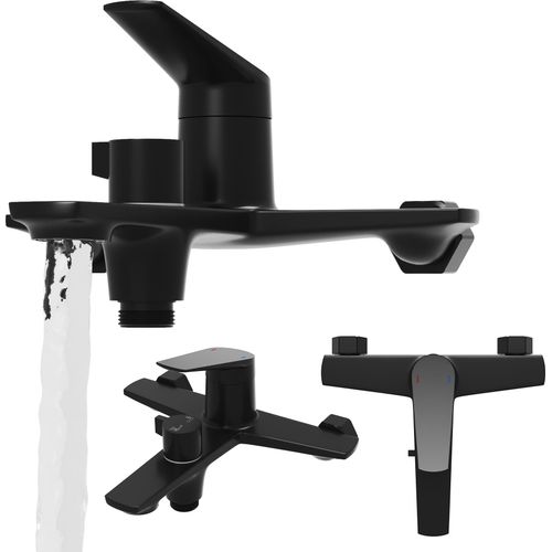 Wannen- Und Brausebatterie Schwarz Badarmatur Messing Nave