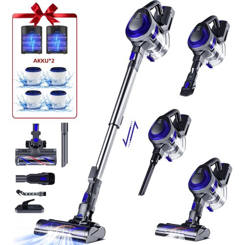 55000PA Akku Staubsauger, Staubsauger Kabellos,Kabelloser Staubsauger,8 in1 Akkustaubsauger , Bürstenloser Motor,bis zu 55min,für tierhaare,500W,2AKKU