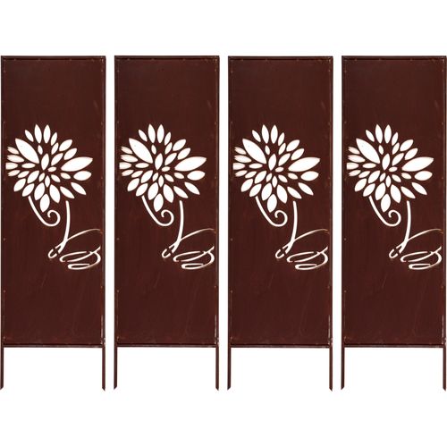 4x Sichtschutz Metall - 160 cm x 50 cm - Edelrost - Rostoptik Sichtschutz für Garten - Sichtschutzelement - Sichtschutzwand - Gartendekoration Zaun ROST