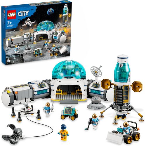 LEGO 60350 City Mond-Forschungsbasis Weltraum-Spielzeug aus der LEGO NASA Serie mit Astronauten-Minifiguren, Geschenk zu Weihnachten ab 7 Jahre