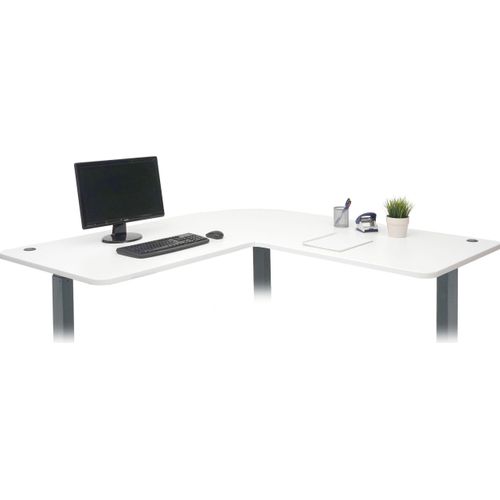 Tischplatte HWC-D40 für Eck-Schreibtisch, Schreibtischplatte, 90° MVG- weiß