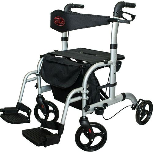 Antar Aluminium Hybrid Rollator Rollstuhl 2 in 1 Transportstuhl Reiserollator