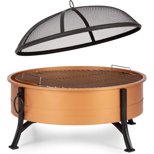 Blumfeldt Feuerschale mit Grillrost, Outdoor Stahl-Feuerschale Groß, Mobile Garten-Feuerschale 75 cm, Feuerschalen mit Festem Stand, Wetterfeste Feuerschale für den Garten, Runde Feuerstelle