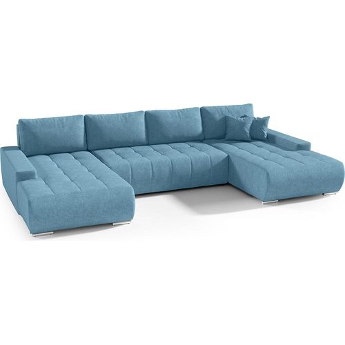 U-Sofa 5-sitzig umbaubar Truhe Jonas Blau