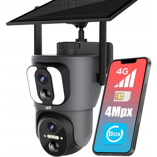 Drehbare Solar Kamera 2 Objektive 2Mp 4G Sim Pir Ai Erkennung Ip65 Batterie