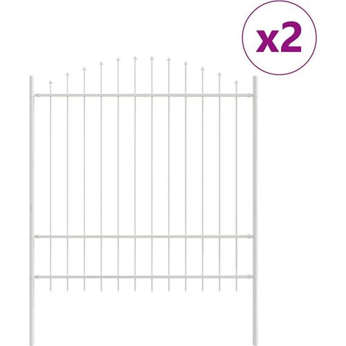 Gartenzaun 2 pcs Weiß 170 x 215 cm Pulverbeschichteter Stahl