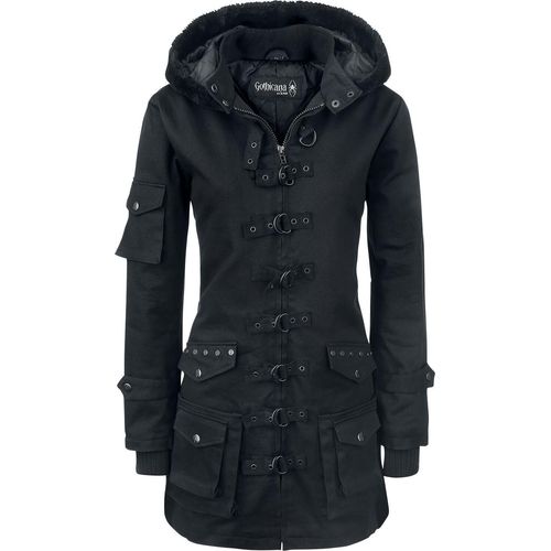 Gothicana by EMP Damen schwarzer Parka mit Nieten 4XL